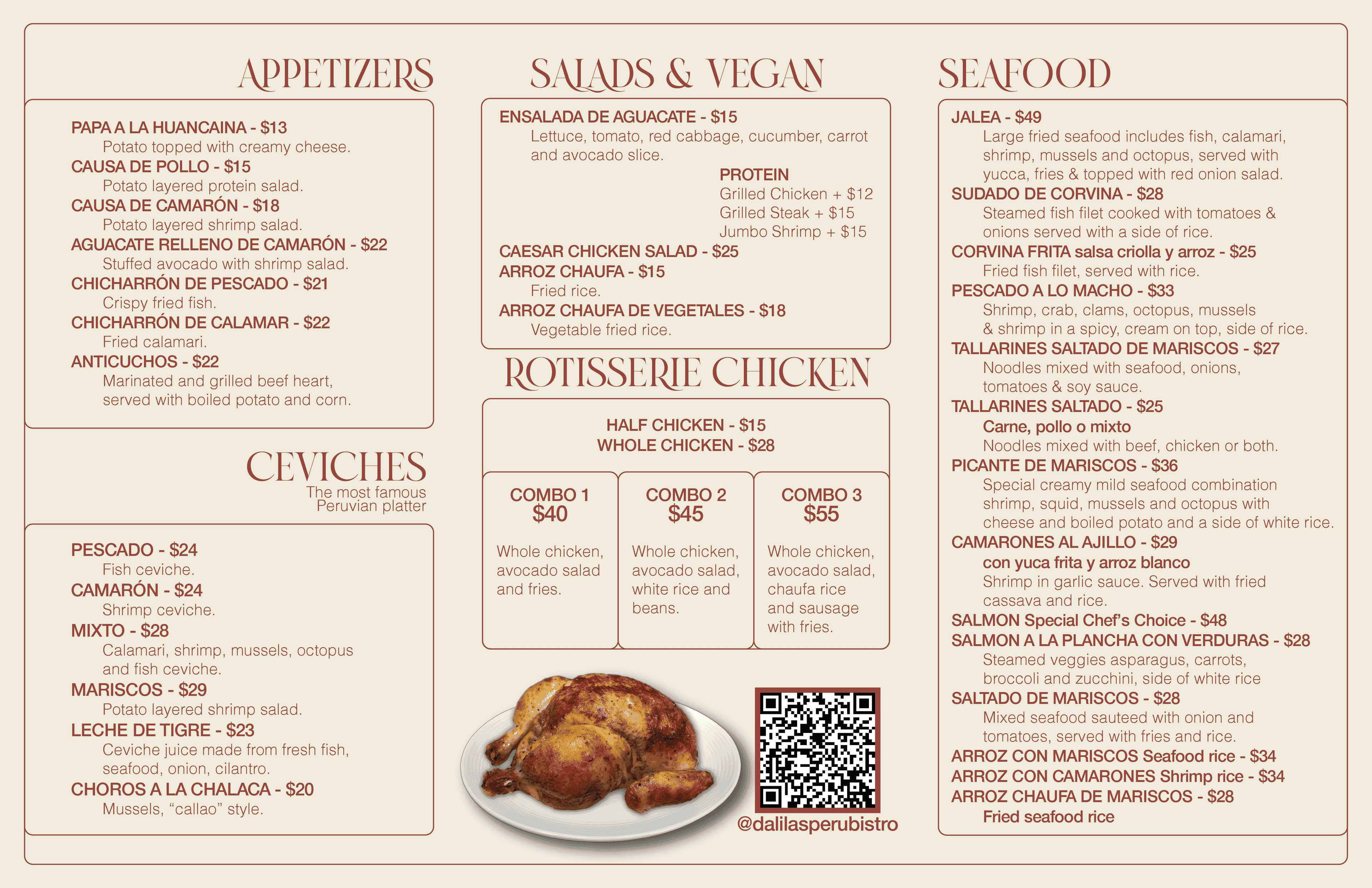 Dalila's Peruvian Bistro menu — page 2